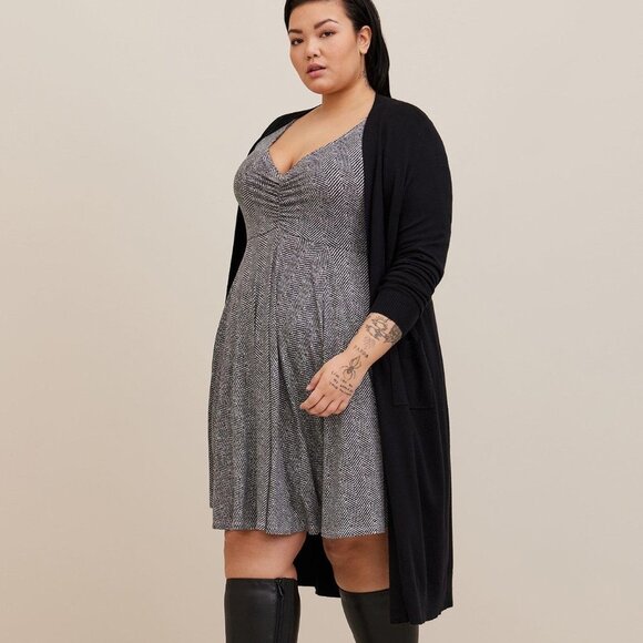 torrid Dresses & Skirts - Torrid - Mini Studio Knit Cinch Front Skater Dress in Herringbone​​
